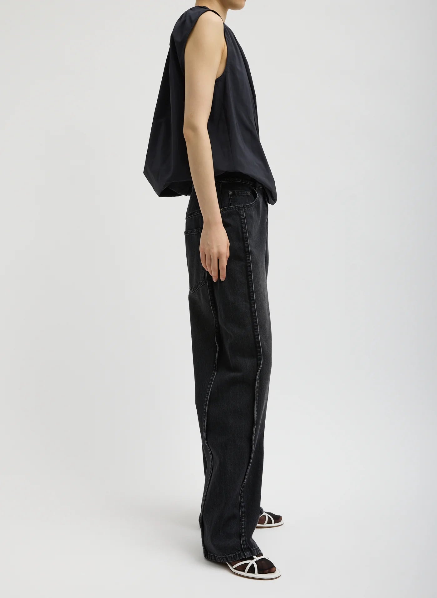 Tibi Vintage Black Denim Tuck Jean