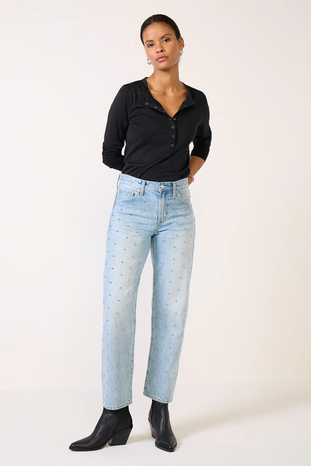 Pistola Lexi Mid Rise Bowed Straight Pant