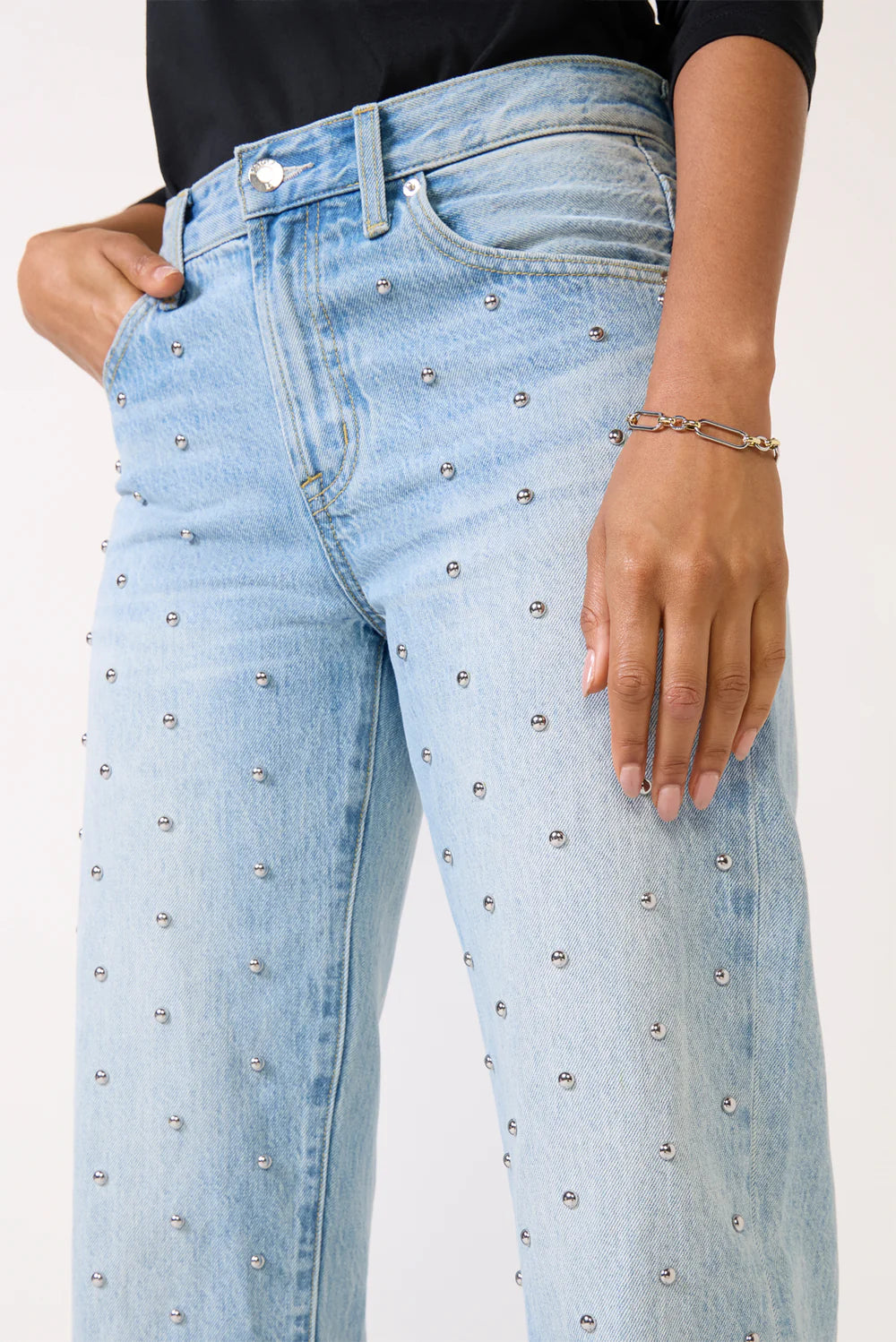 Pistola Lexi Mid Rise Bowed Straight Pant