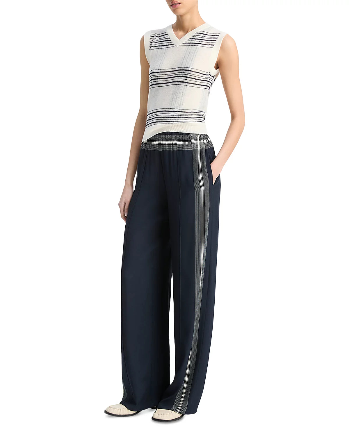 Vince Mid Rise Placed Stripe Pull-On Pant