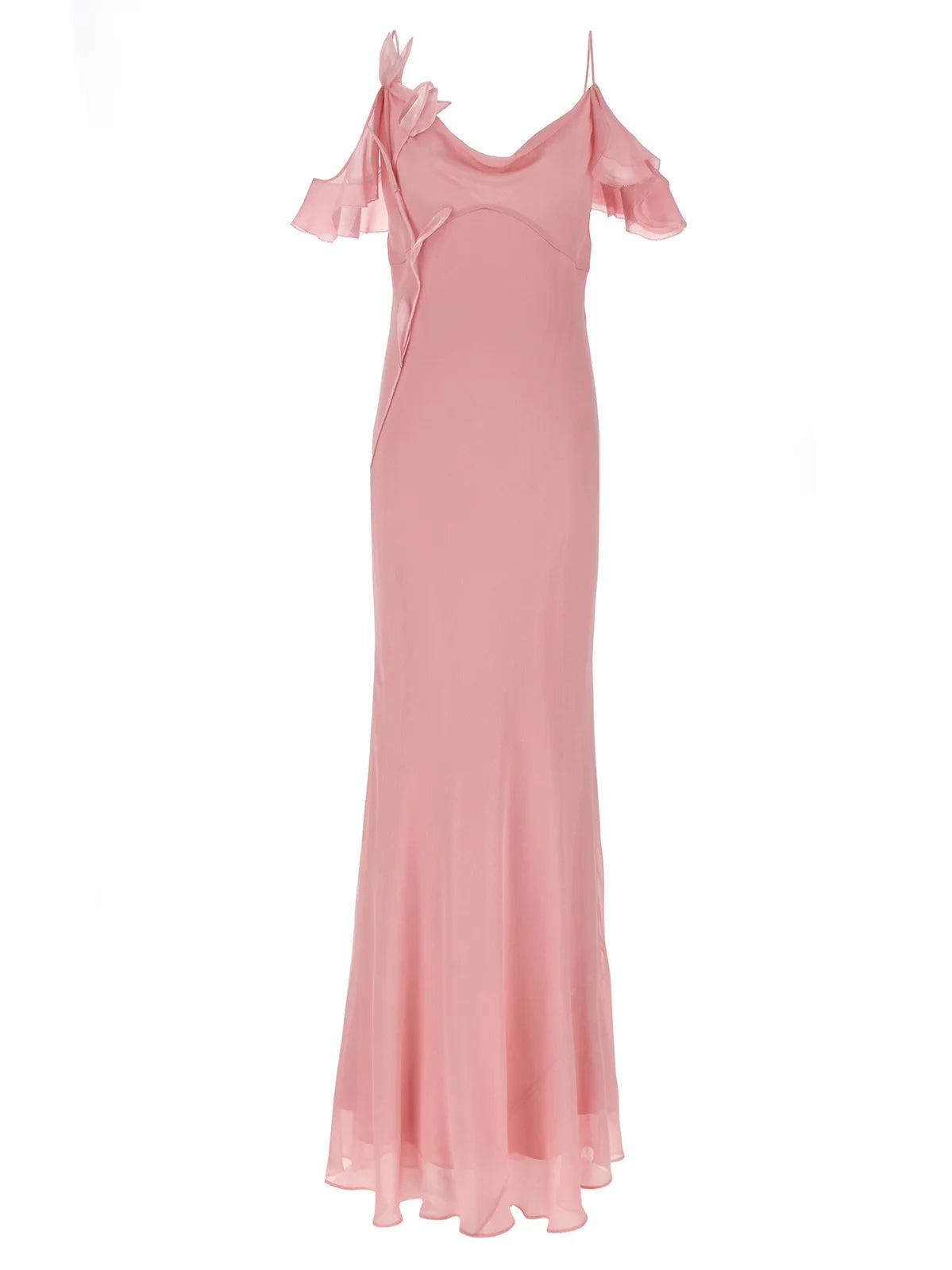 Self-Portrait Pink Georgette Flower Maxi Dress