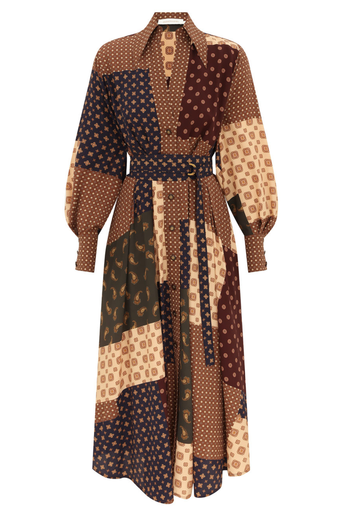 Zimmermann Tuck Midi Dress - Geo Patch Print
