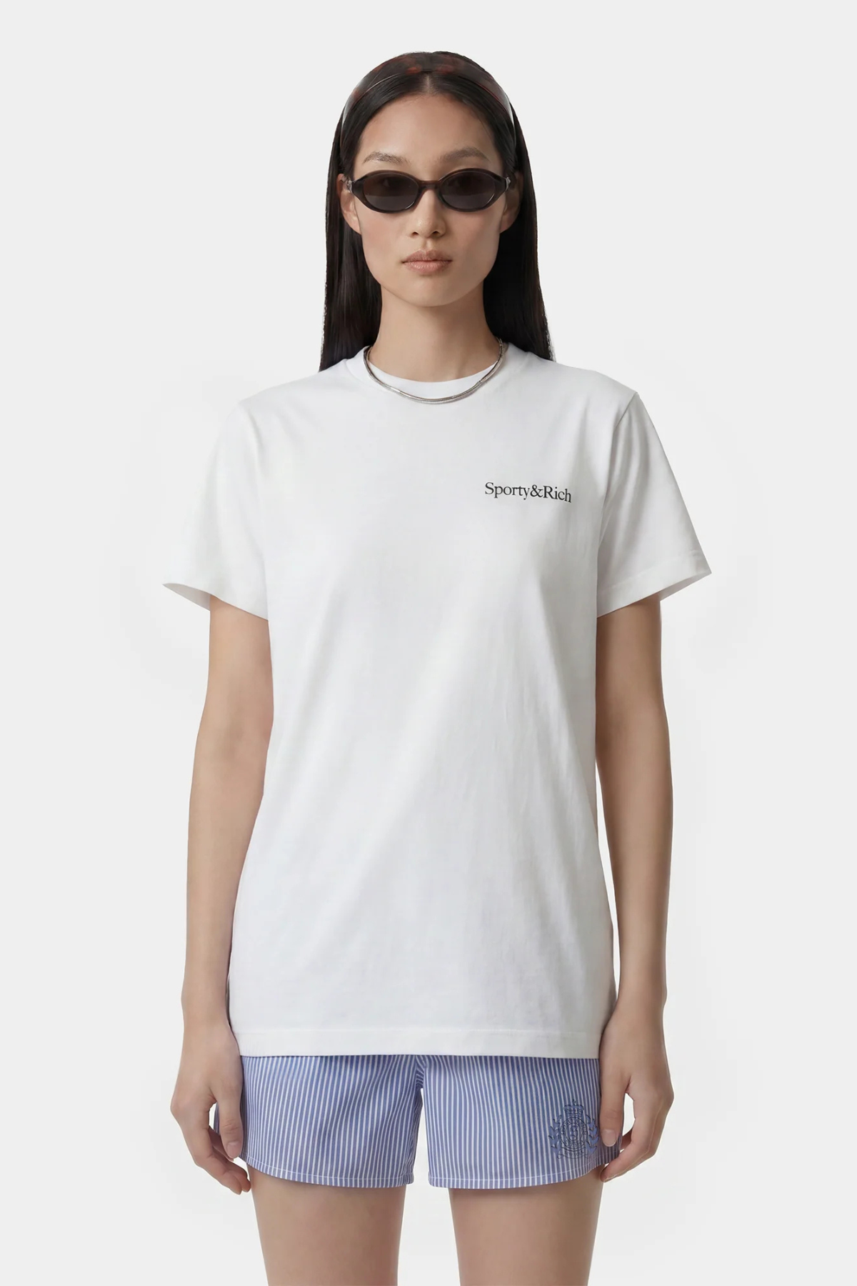 Sporty & Rich Drink More Water T-Shirt - White Light Navy