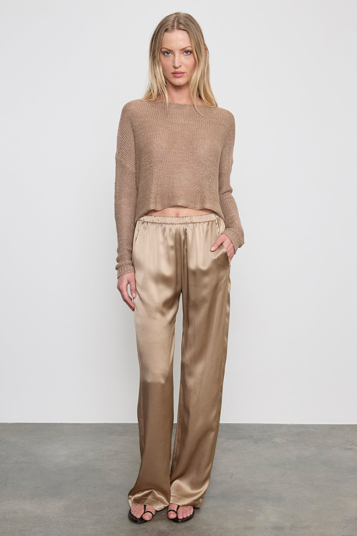 Enza Costa Satin Everywhere Pant - Beige