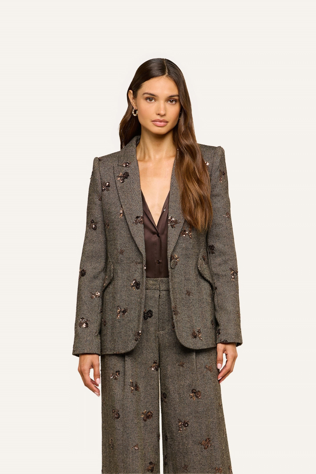 L'AGENCE Chamberlain Blazer - Beige/Black/Gold Flower