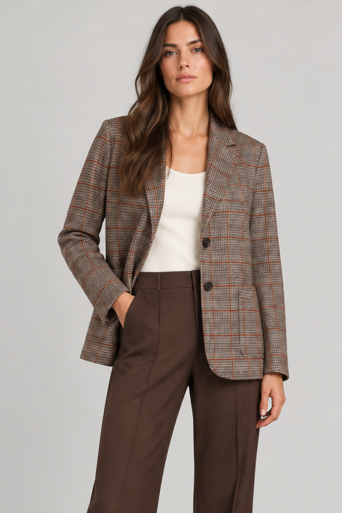 Harris Wharf Stand Up Collar Blazer P.O.W. Crafted With Loro Piana Fabric - Taupe&Rust
