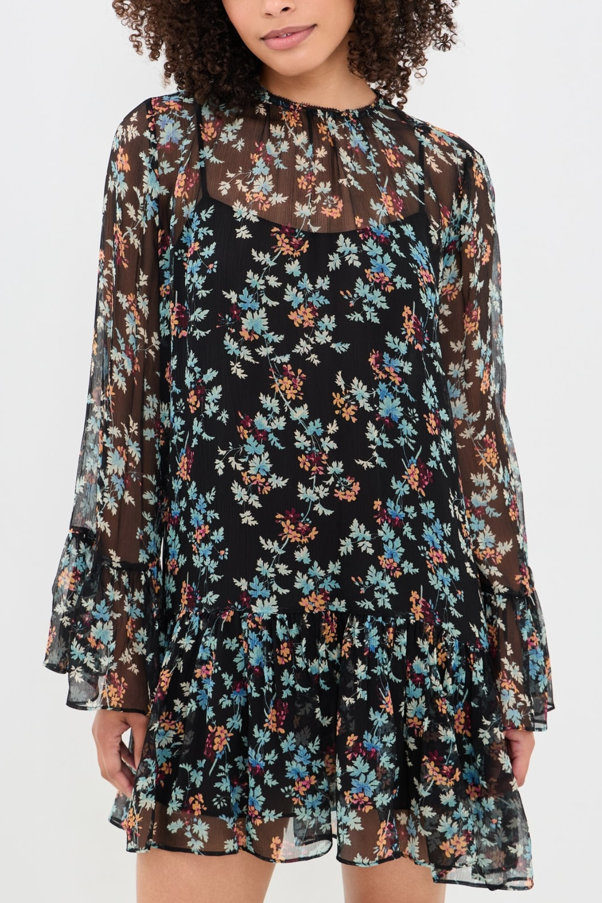 Ulla Johnson Emmeline Silk Long Sleeve Mini Dress - Nightshade