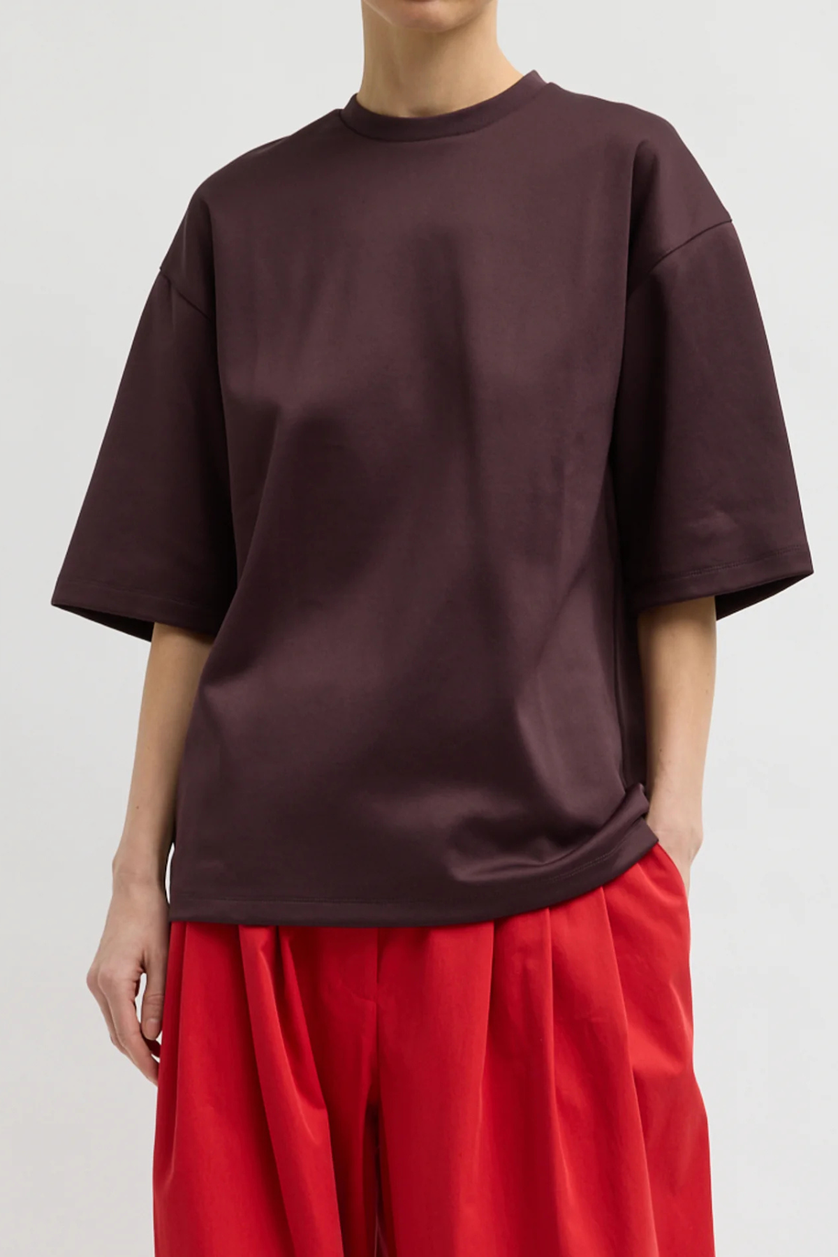 Tibi Active Knit Easy T-Shirt - Brown
