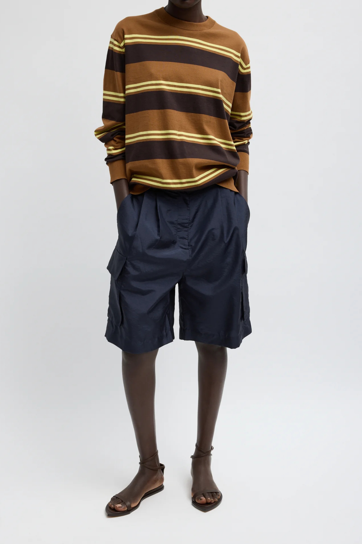 Tibi Crispy Nylon Stella Short - Navy