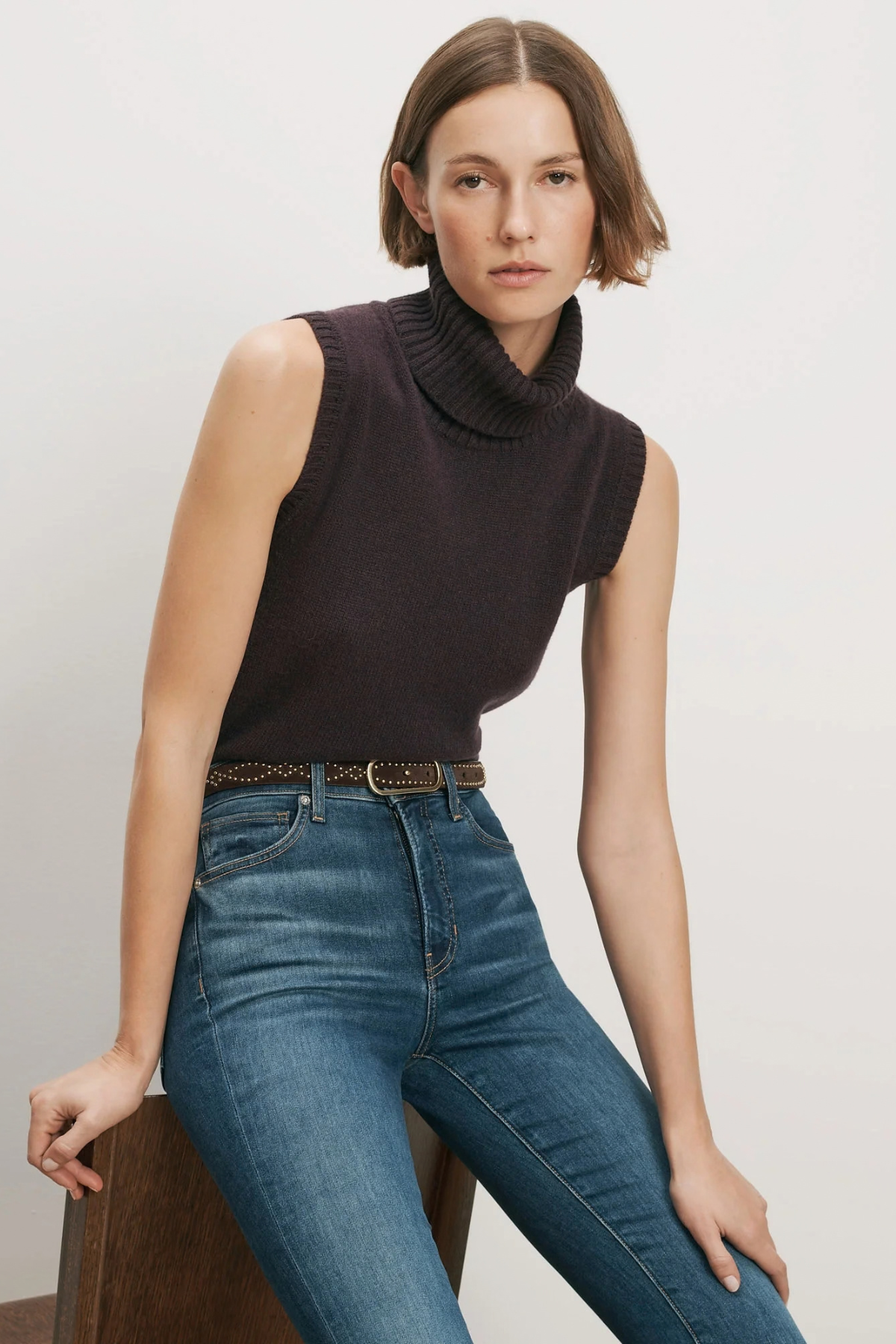Veronica Beard Mazzy Cashmere Shell - Dark Eggplant