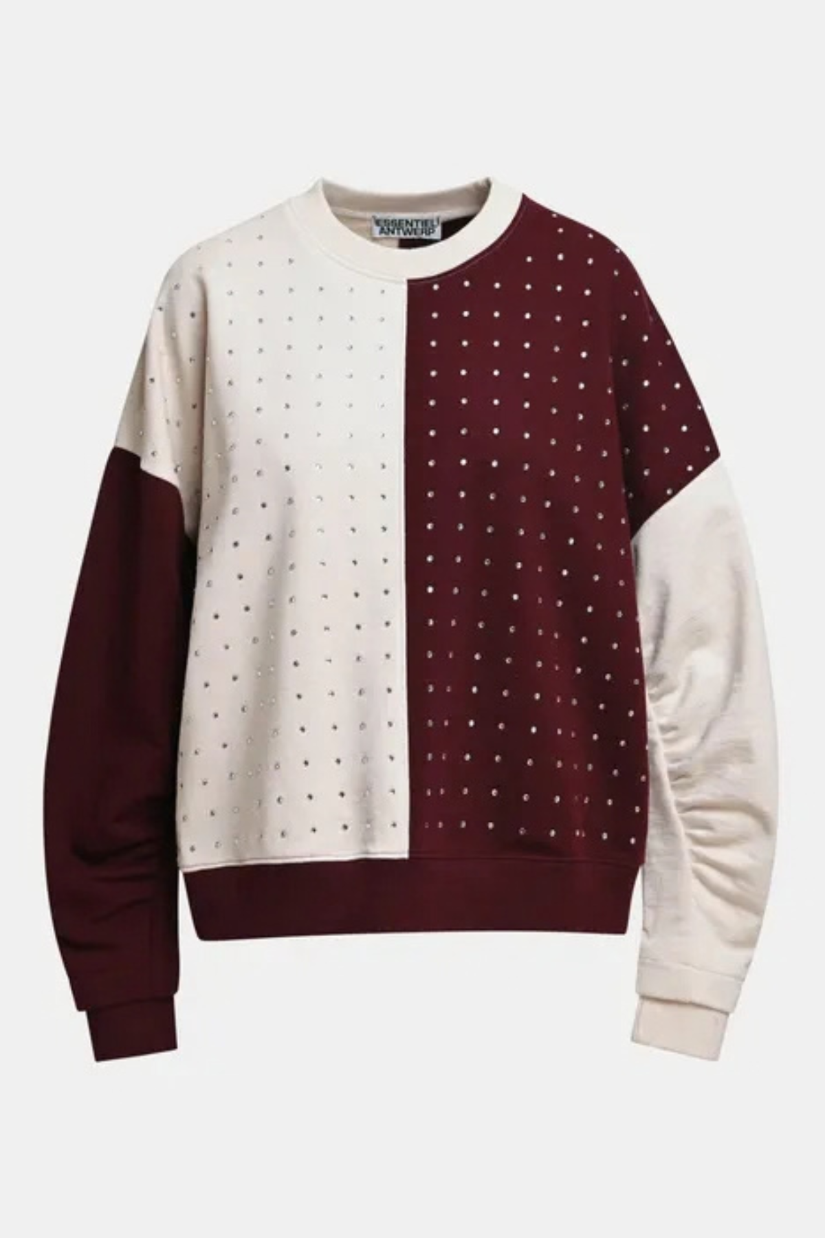 Essentiel Antwerp Koldi Bicolor Embellished Sweatshirt - Burgundy/Off White