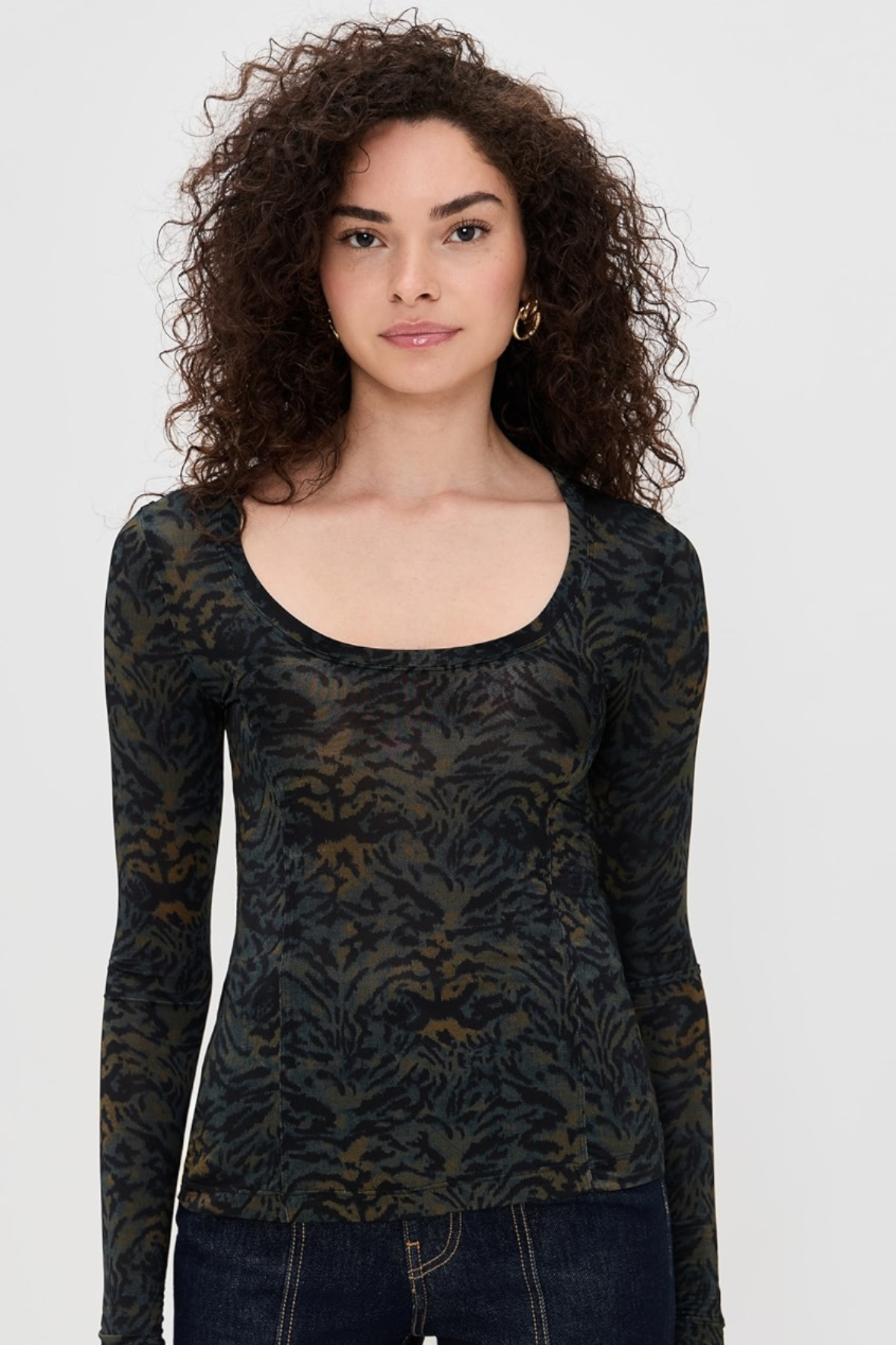 Ulla Johnson Aris Jersey Long Sleeve U-Neck Top