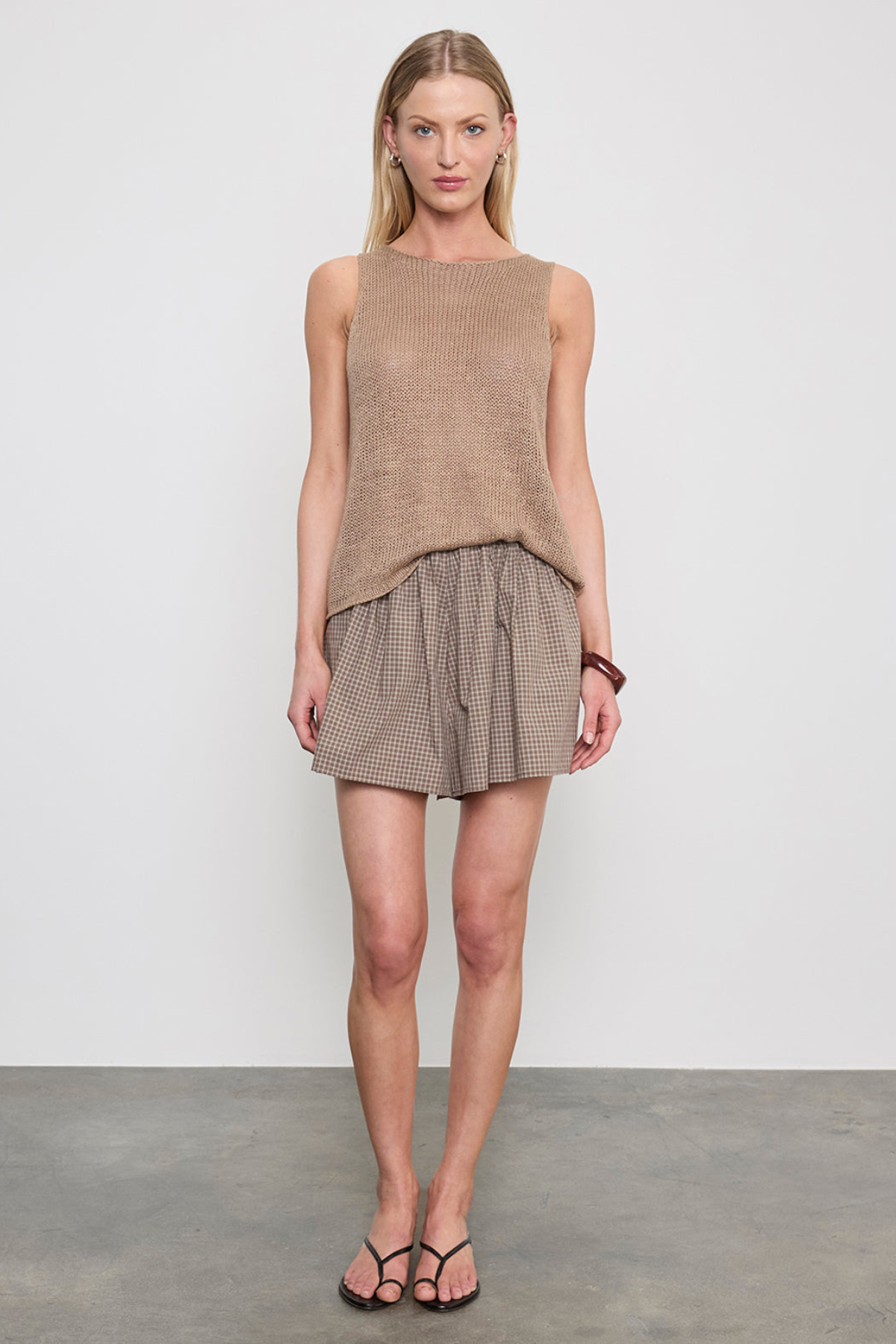 Enza Costa Linen Open Knit Tank - Flax