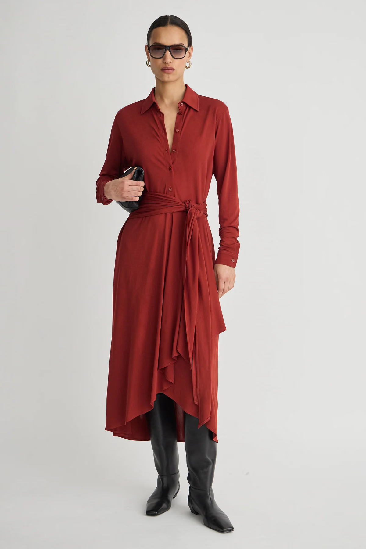 Apiece Apart Merce Slinky Wrap Dress - Cinnamon