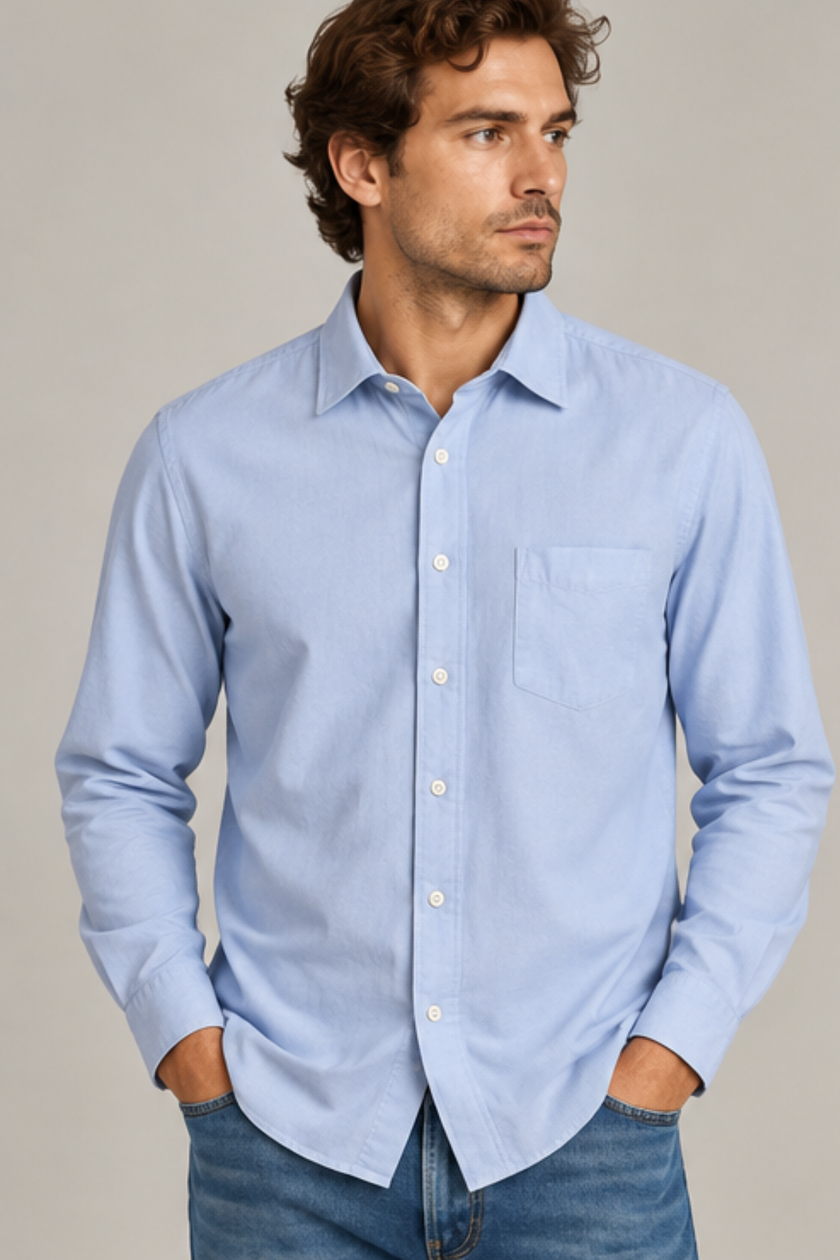Hartford Men's Paul Woven Shirt - Sky Blue