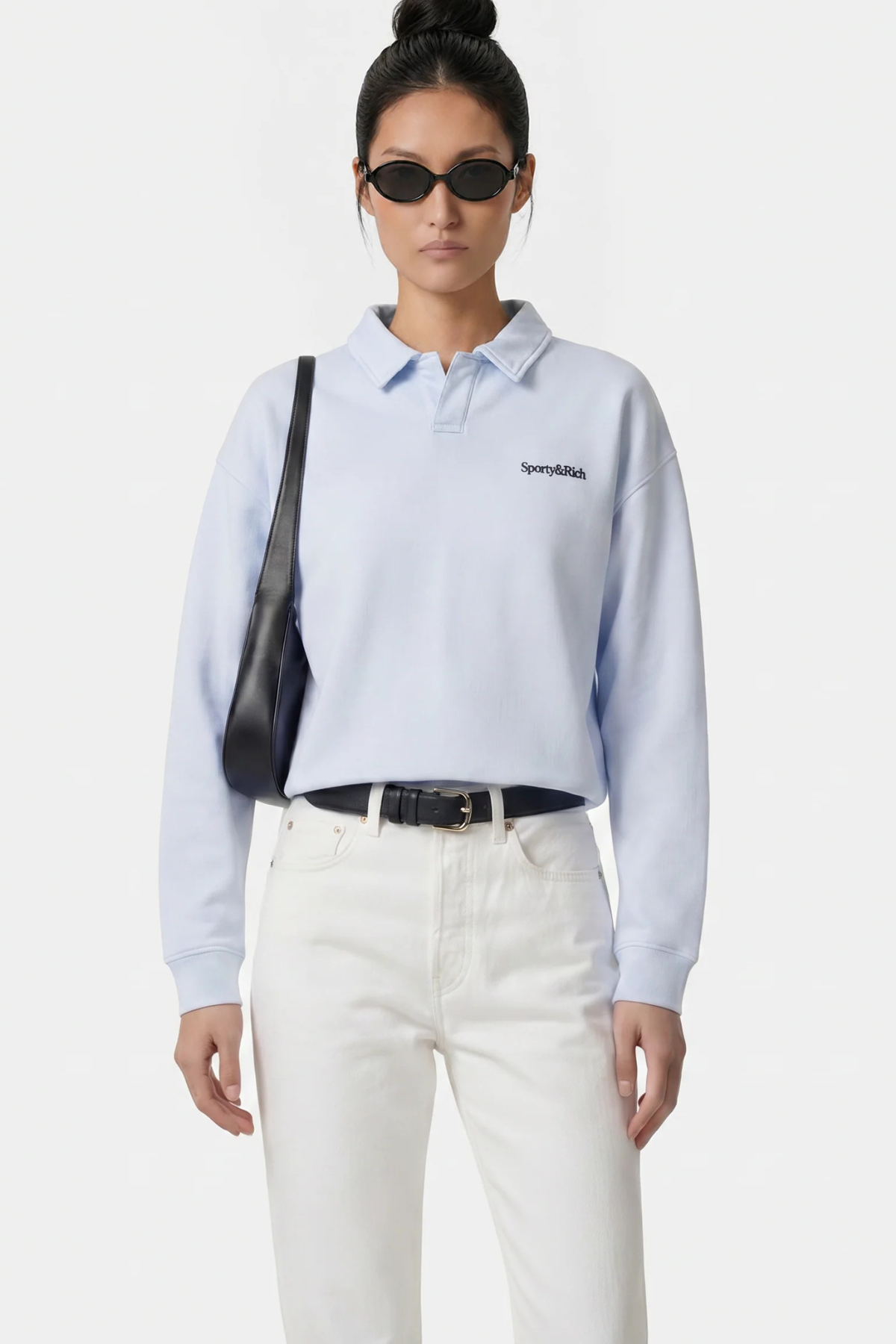 Sporty & Rich Serif Logo Embroidered Polo - Ciel Navy