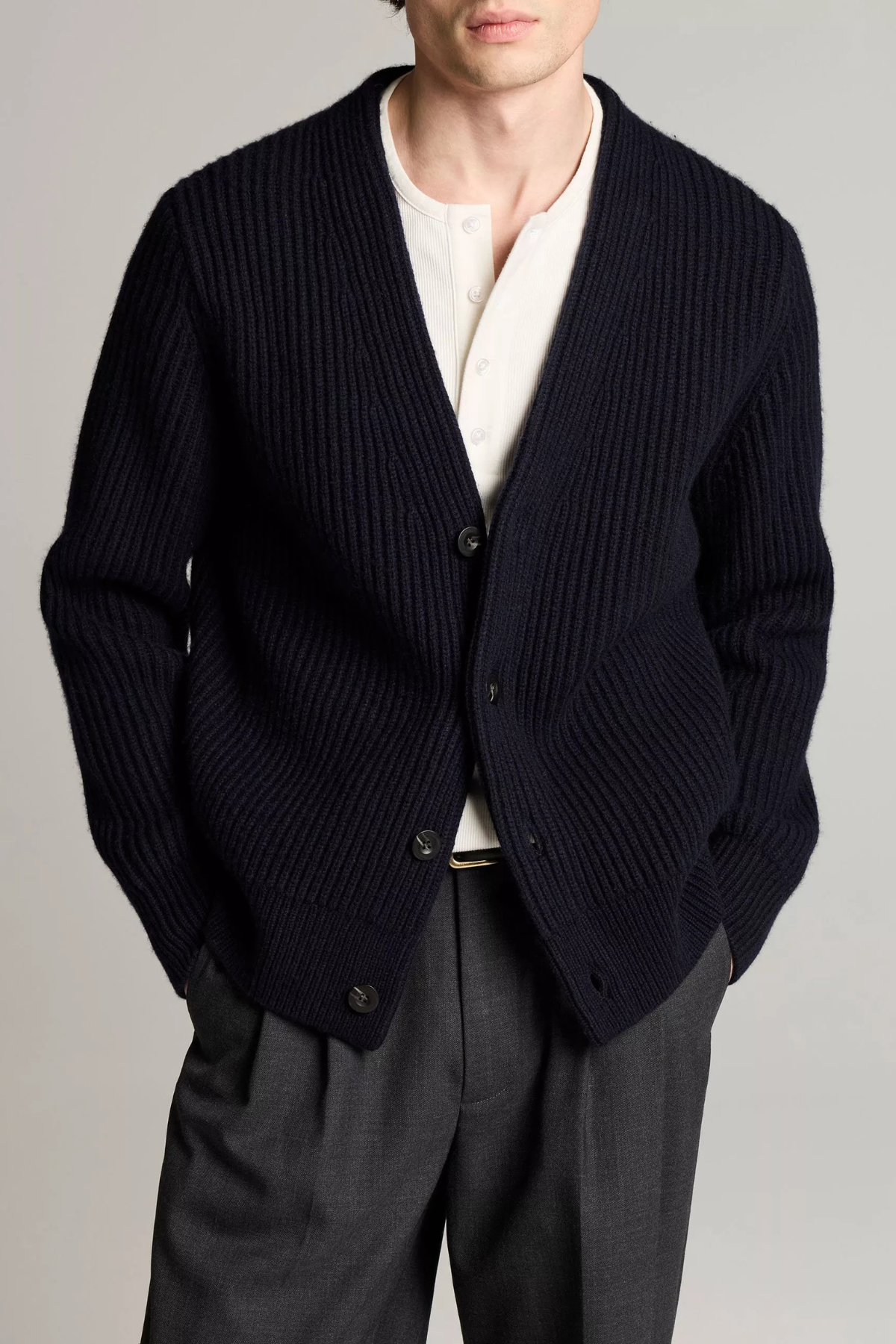 Vince Men's Winter Rib Cardigan - Coastal
