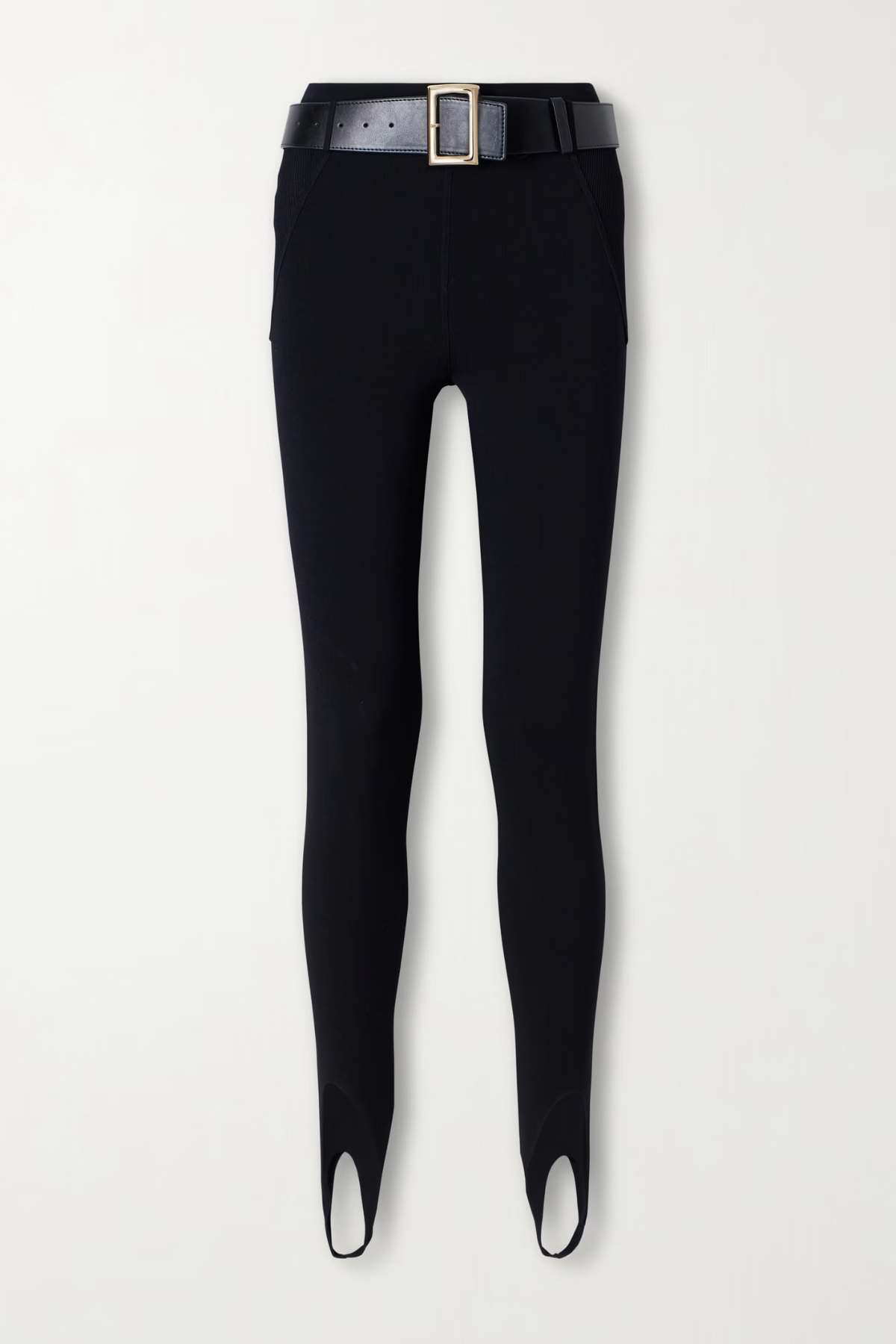 Self-Portrait Black Knit Stirrup Leggings - Black