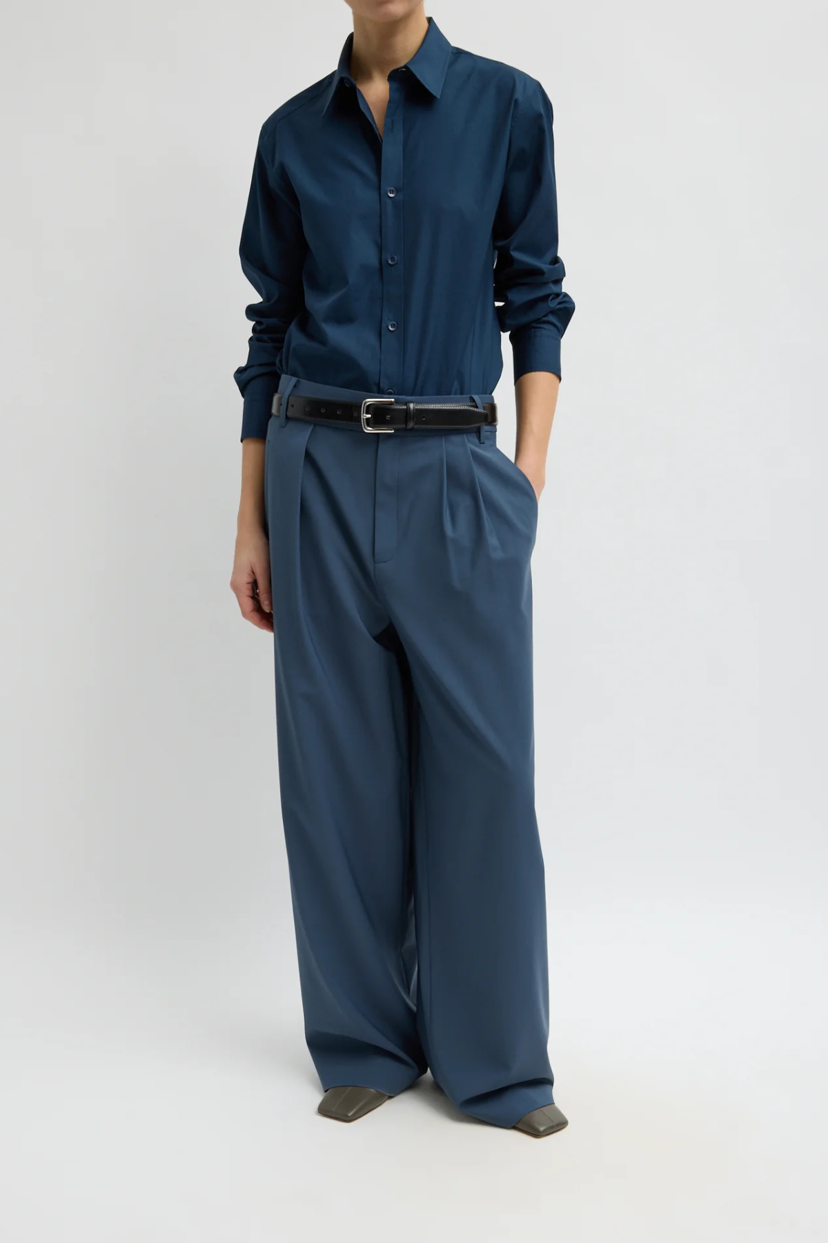Tibi Tropical Wool Stella Pant - Blue Fog