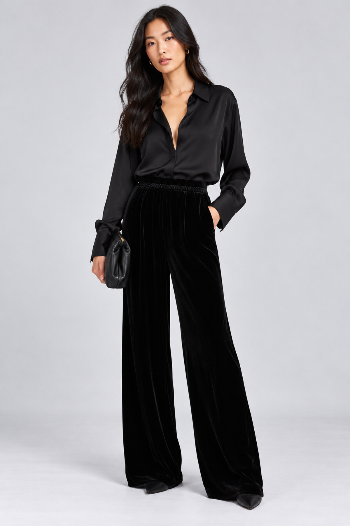 Frame The Velvet Plaza Pants - Black