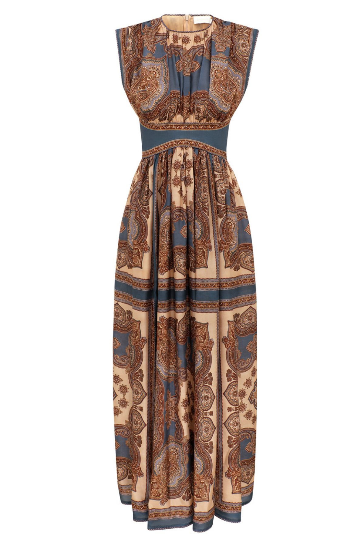 Zimmermann Mahon Waisted Maxi Dress - Dark Blue Paisley