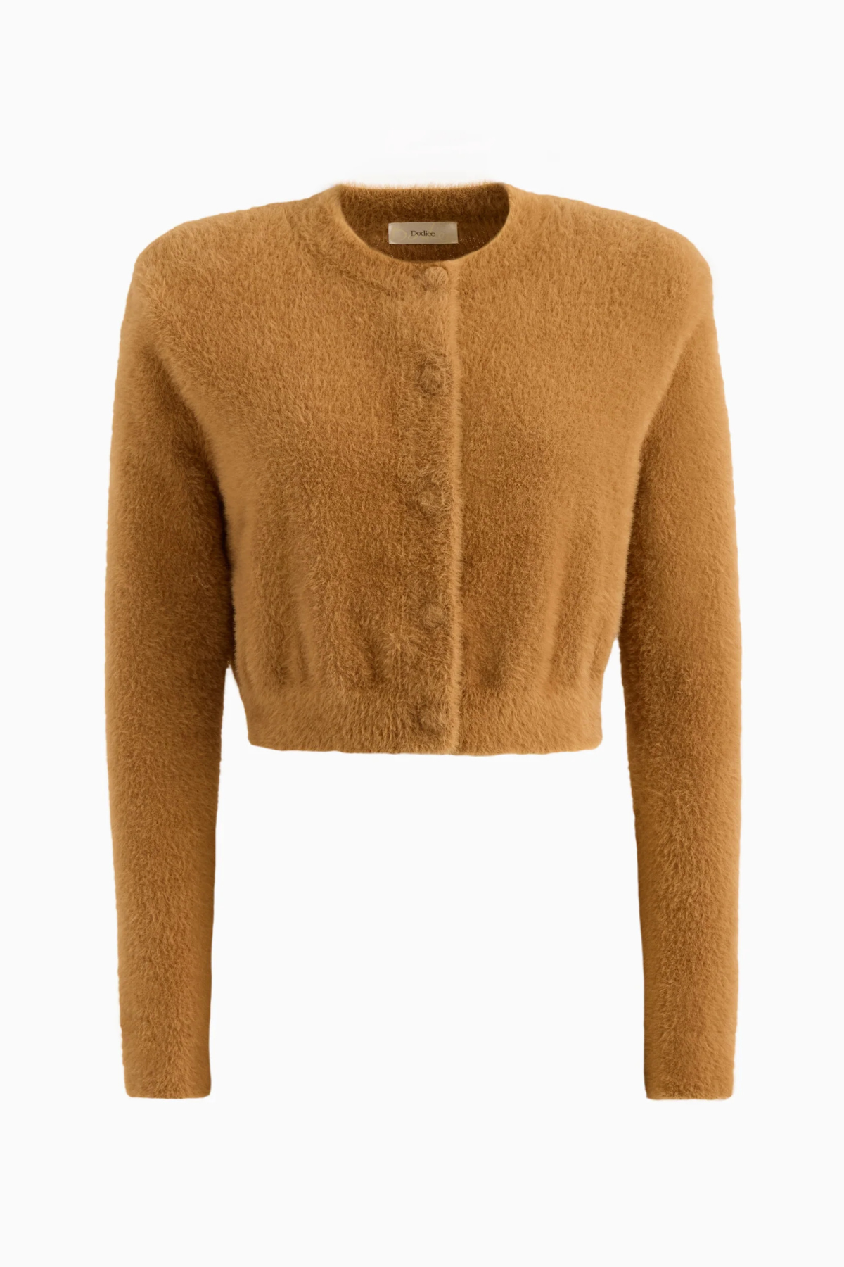 Dodiee Naomi Fuzzy Cropped Cardigan - Camel