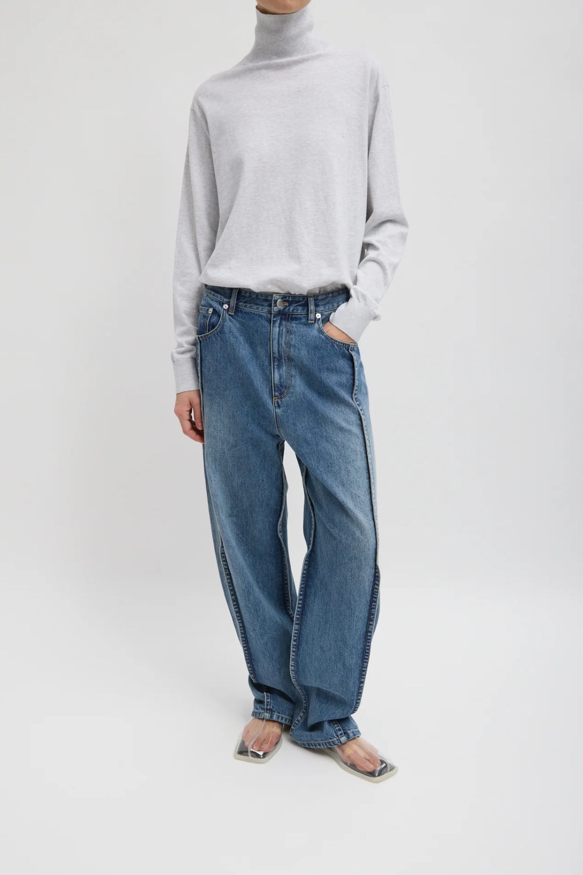 Jean Tibi Spring Denim à plis, longueur standard