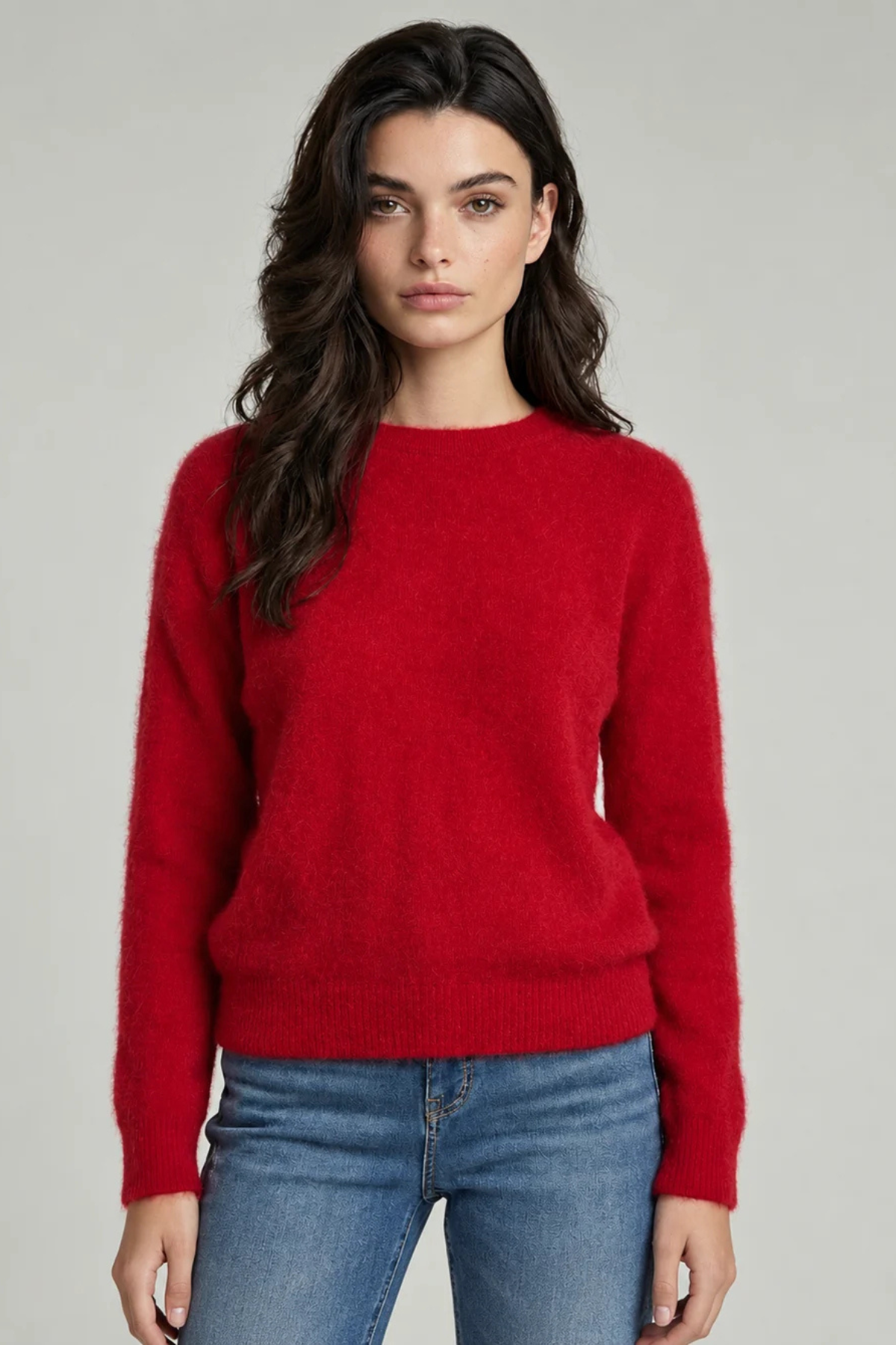 Majestic Filatures Brushed Cashmere Long Sleeve Crewneck - Rouge Hibiscus