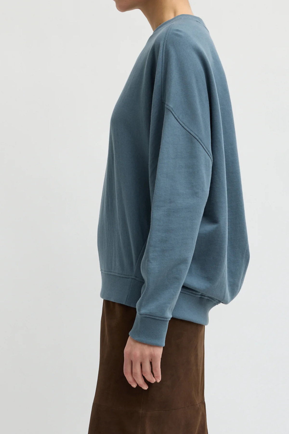 Tibi Light Weight Sweatshirting Crewneck Sweatshirt - Blue Grey