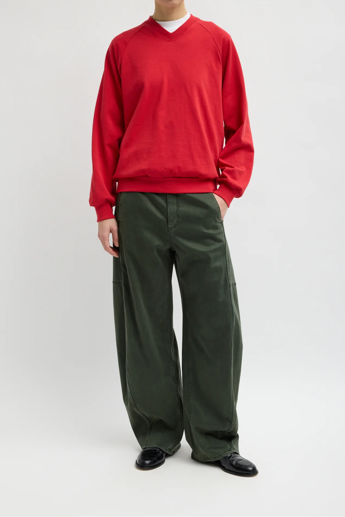 Tibi Reactive Garment Dyed Stretch Twill Sid Pant - Army Green