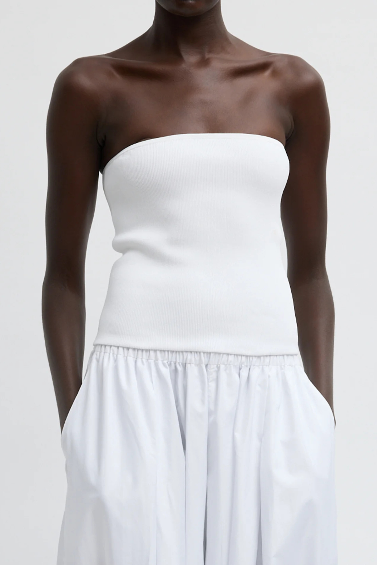 Tibi Ribbed Sweater Tube Top - White