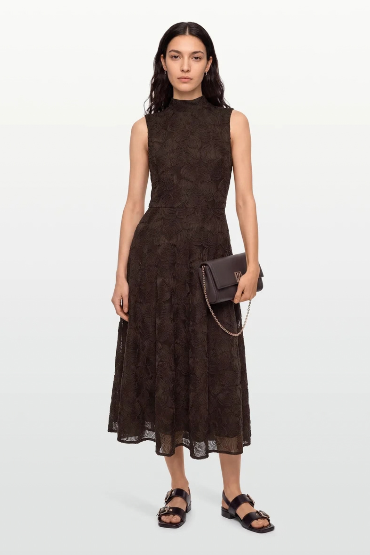 ROTATE Birger Christensen Flower Mesh Flared Dress - Molé 1667