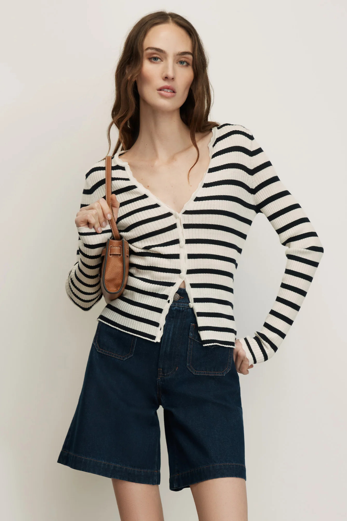 Veronica Beard Awnin Cardigan - Dove/ Navy
