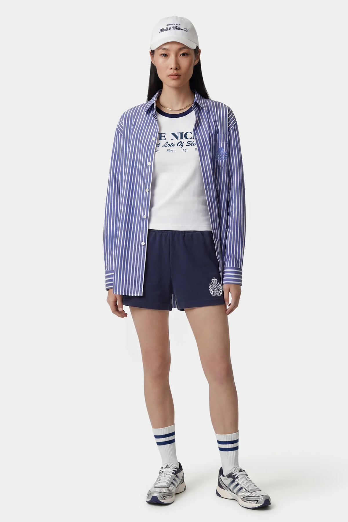 Sporty & Rich NY Crest Embroidered Disco Short - Light Navy