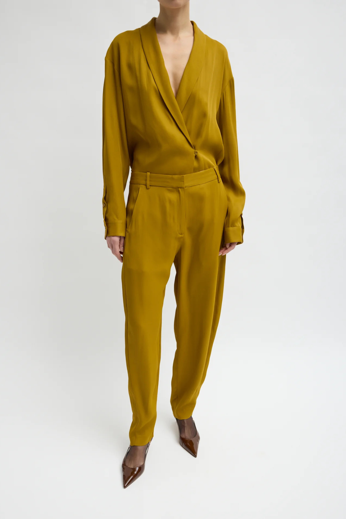 Tibi Eco Acetate Viscose Grace Trouser - Mustard