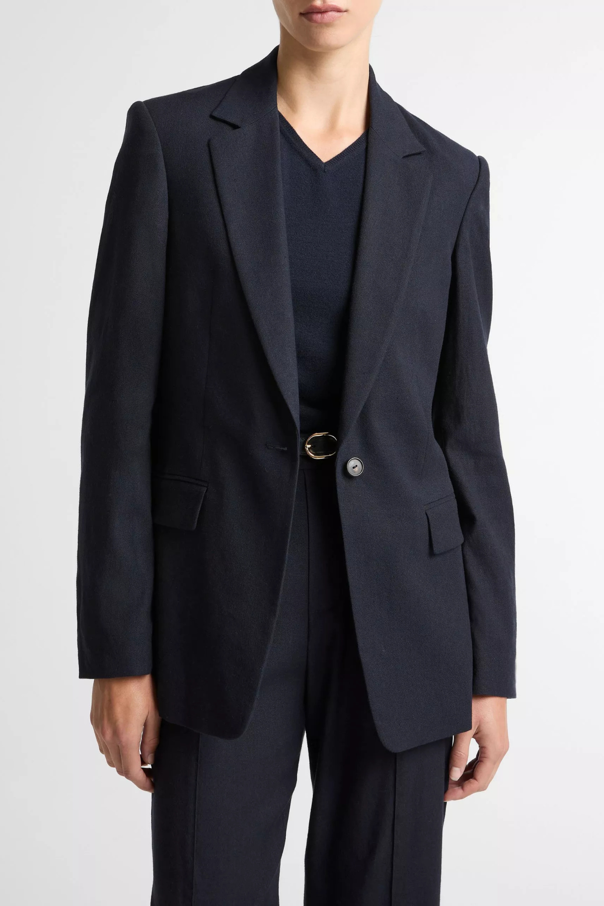 Vince Linen Single Breasted Blazer