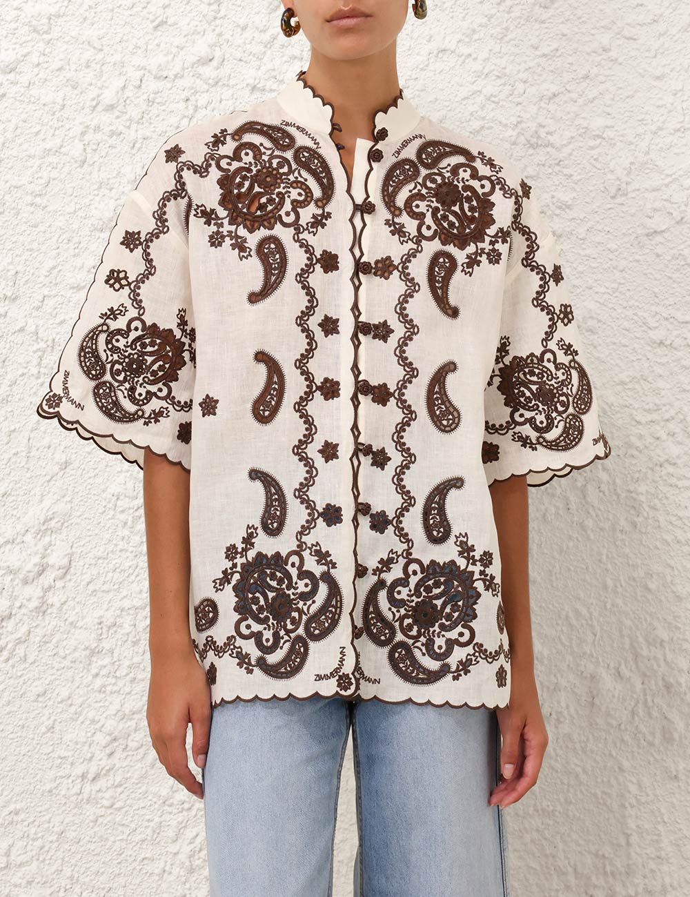 Zimmermann Ascension embroidered linen shirt | Canada | USA