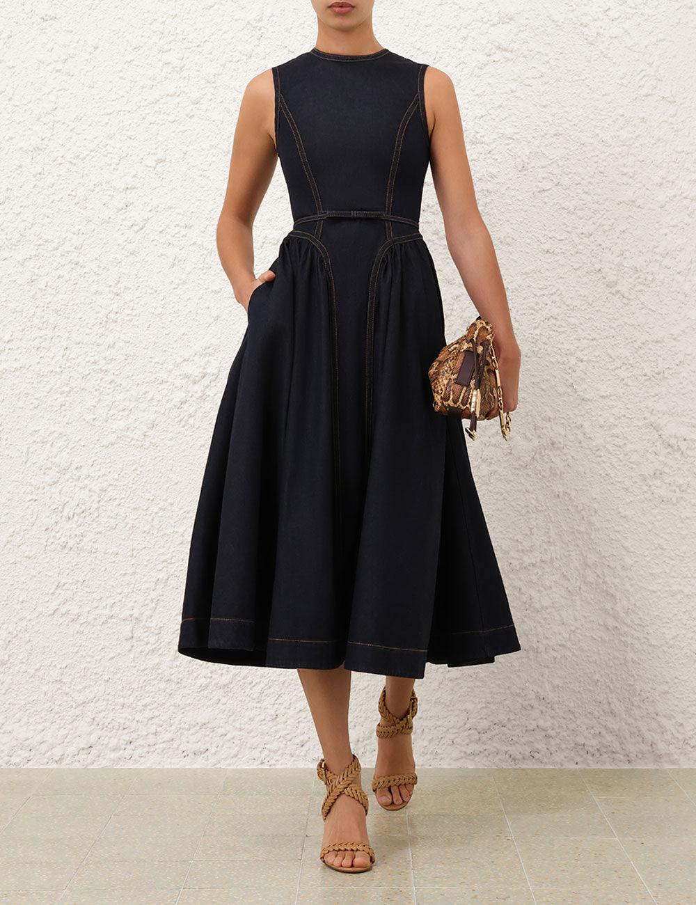 Zimmermann Denim Panelled Midi Dress