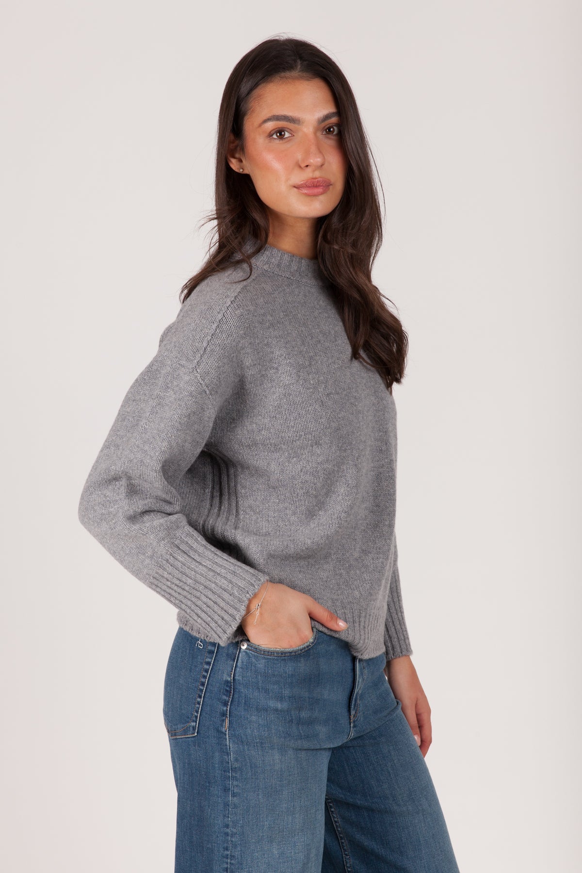 Oh My Goat Cashmere Long Sleeve Crewneck Sweater