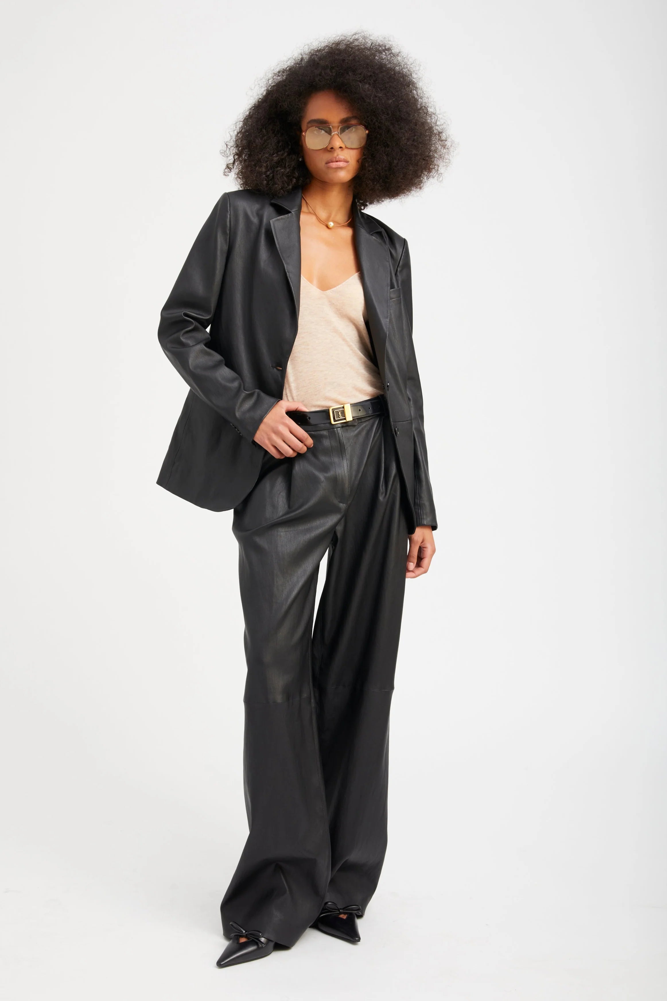 SPRWMN Paloma Leather Pleated Trousers