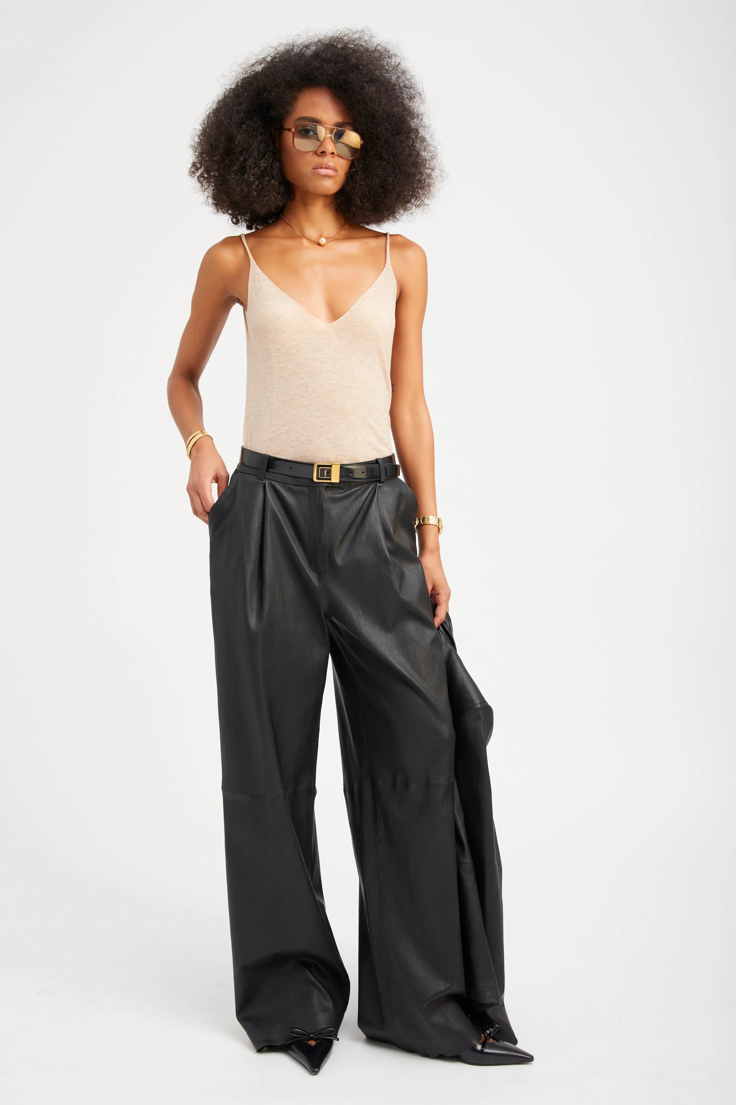 SPRWMN Paloma Leather Pleated Trousers