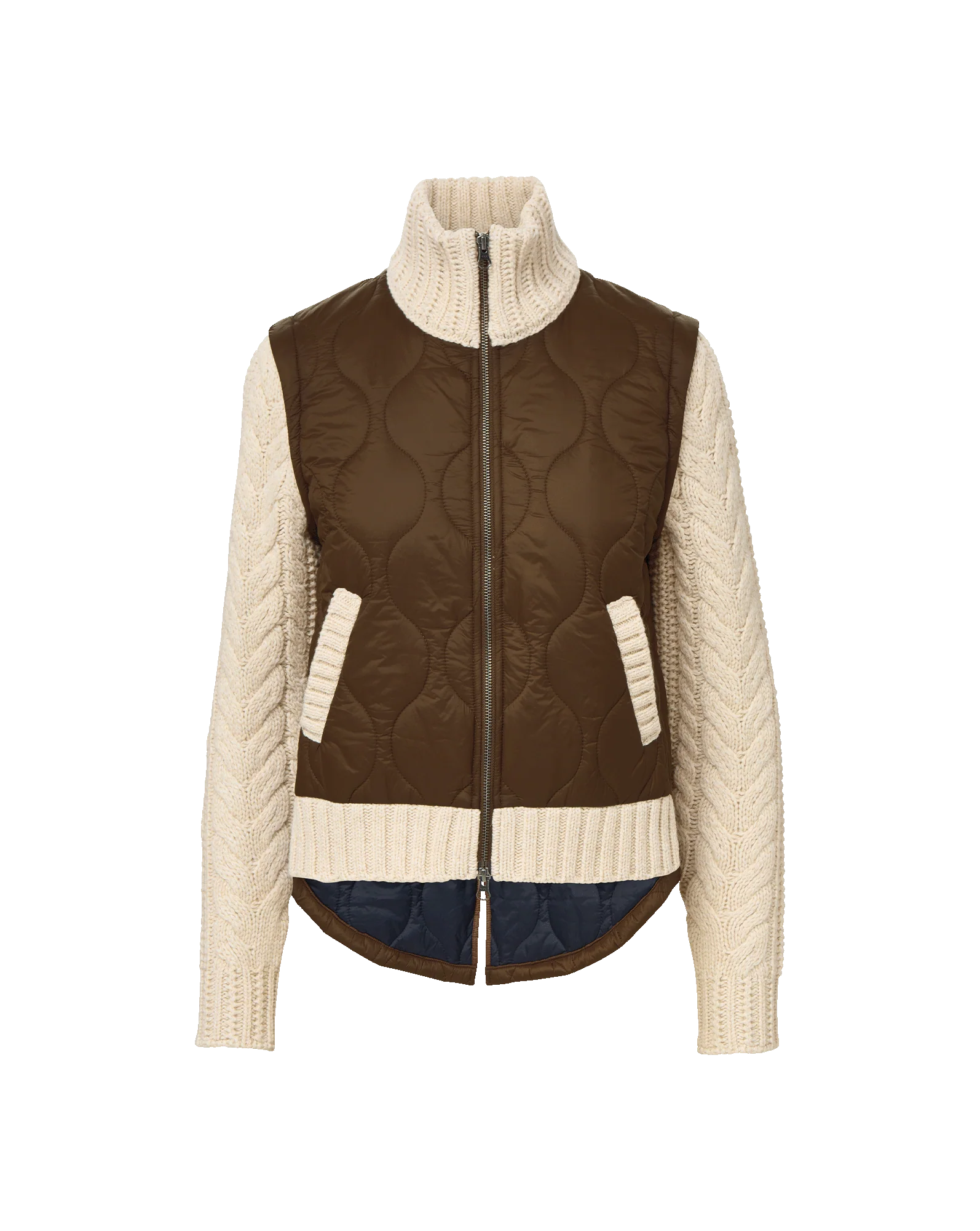 Veronica Beard Patra Knit-Sleeve Quilted Jacket