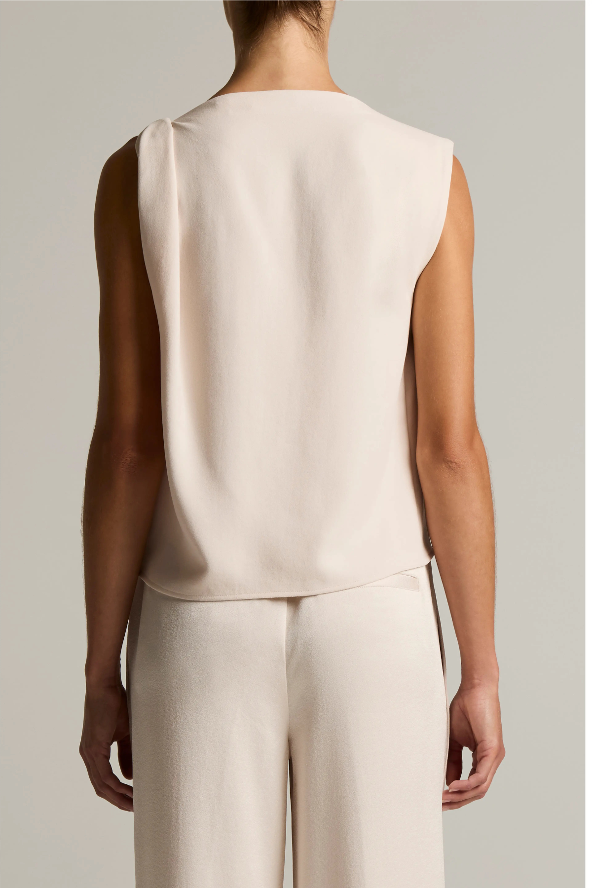 Vince Draped Shoulder Sleeveless Top - Blush Cloud