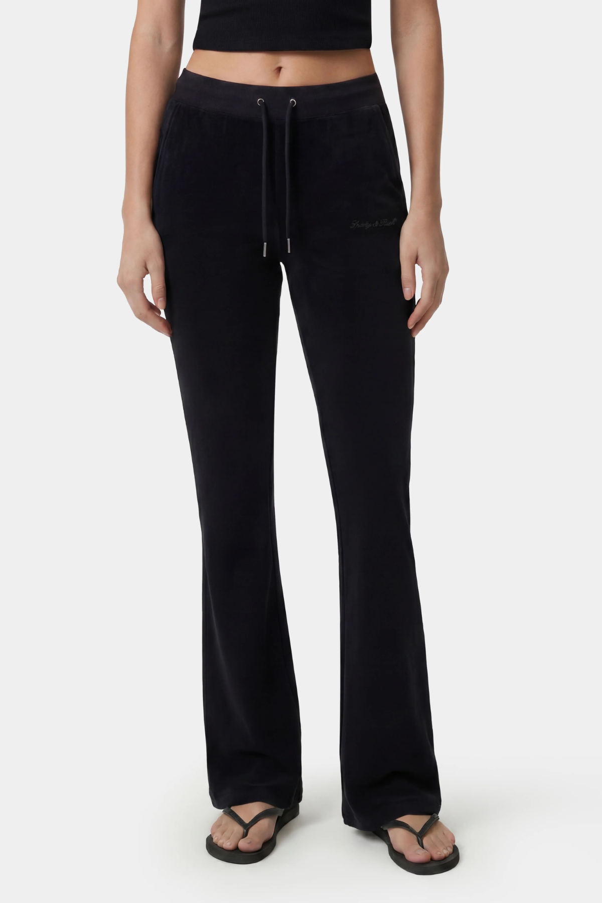 Sporty & Rich Signature Logo Krystal Sweatpant - Black Crystal