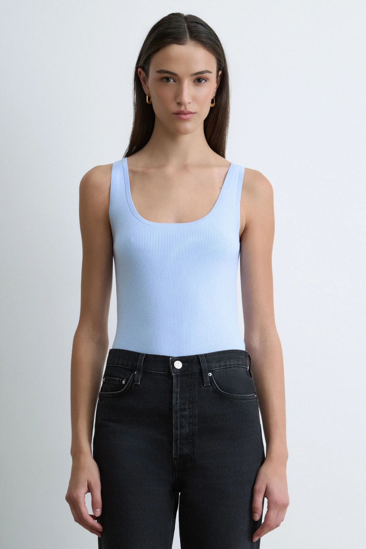Judith & Charles Extrafine Merino Ribbed Paris Tank - Sky Blue