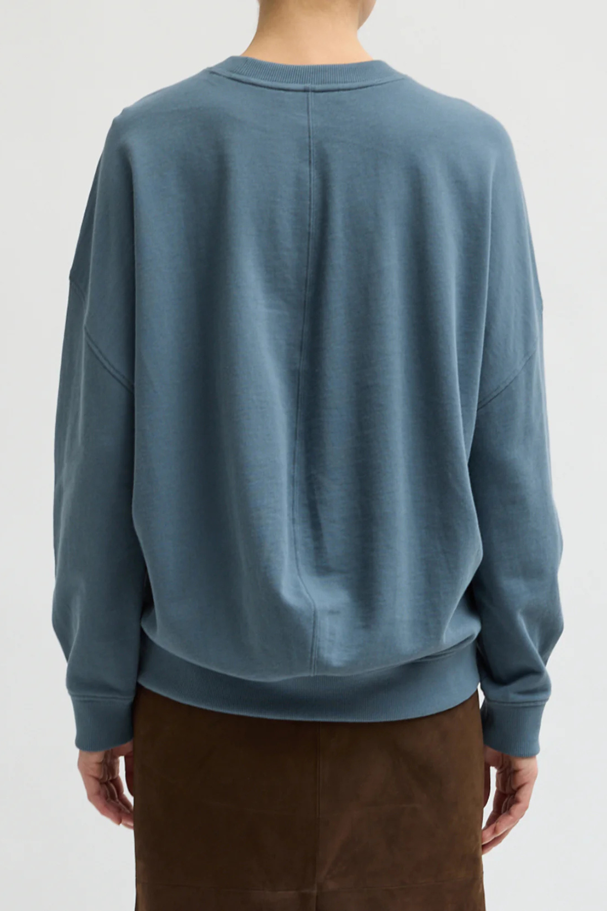 Tibi Light Weight Sweatshirting Crewneck Sweatshirt - Blue Grey