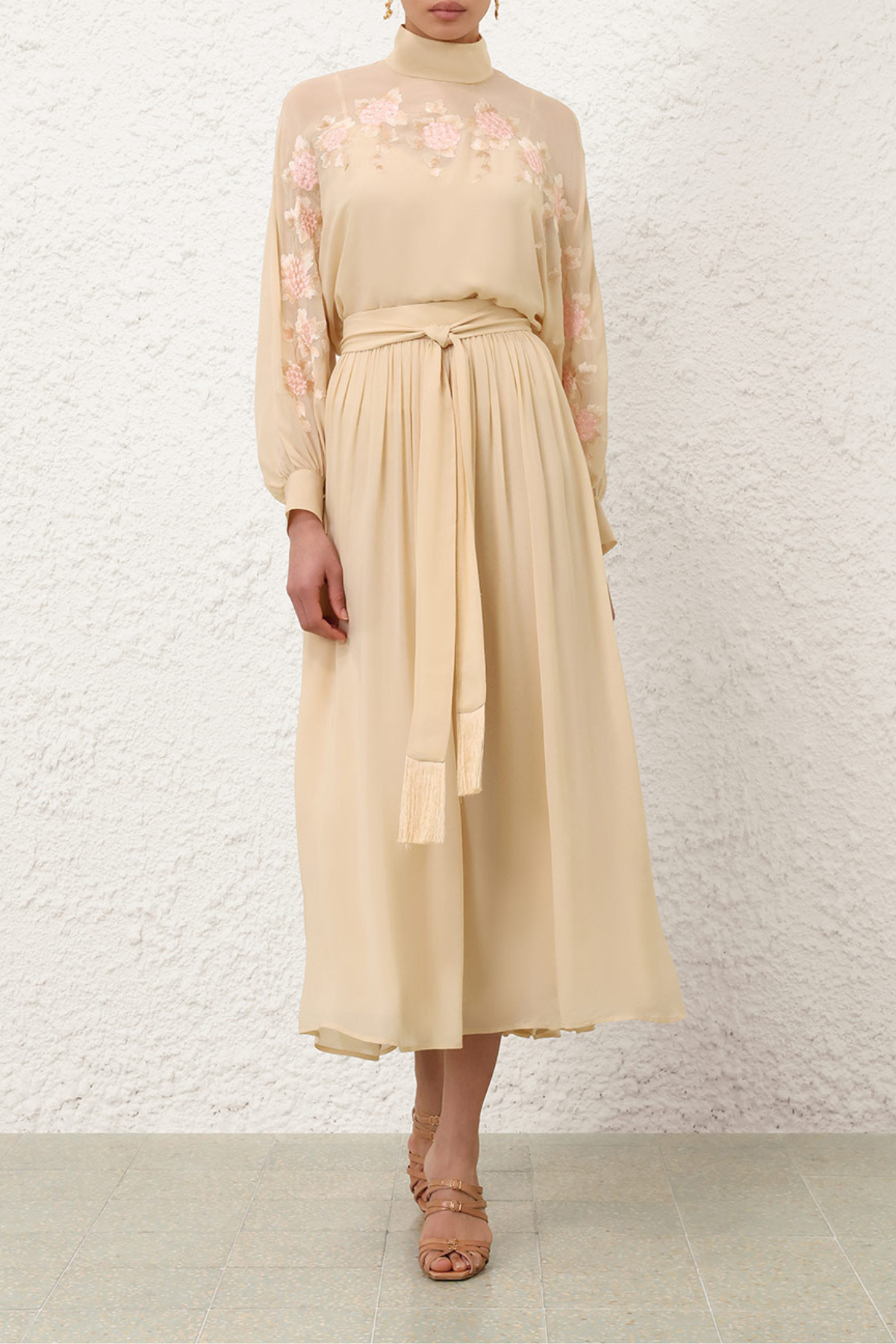 Zimmermann Valiant Sash Midi Skirt - Cream