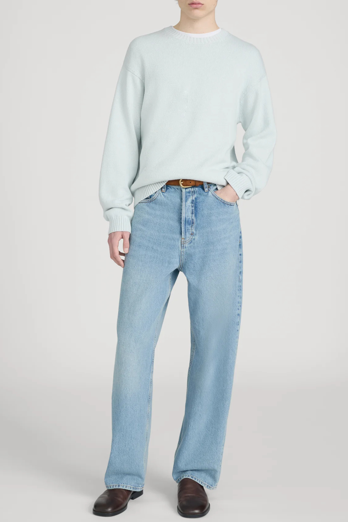 Frame Men's Cotton Silk Crewneck Sweater - Pale Blue