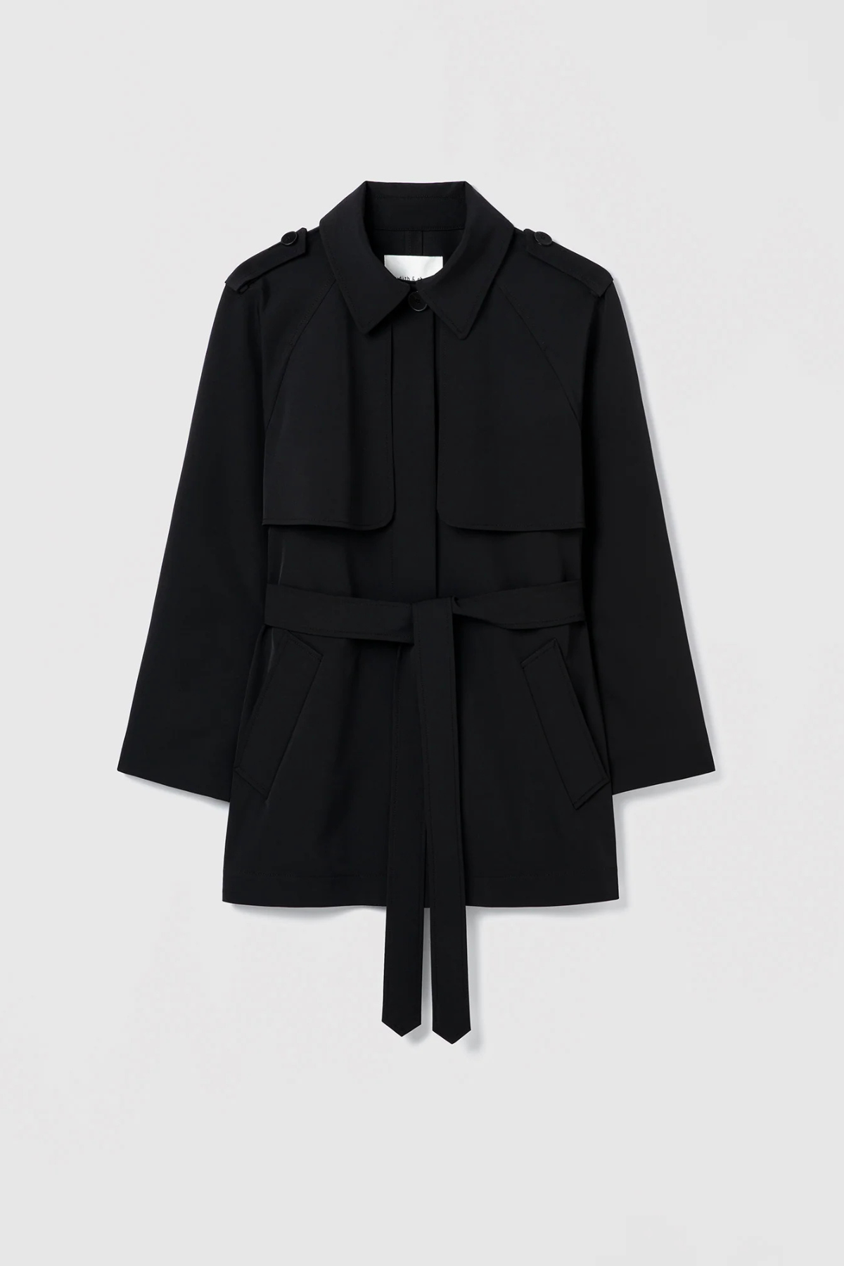 Judith & Charles Easy Care Short Belted Trench Balzac Jacket - Black