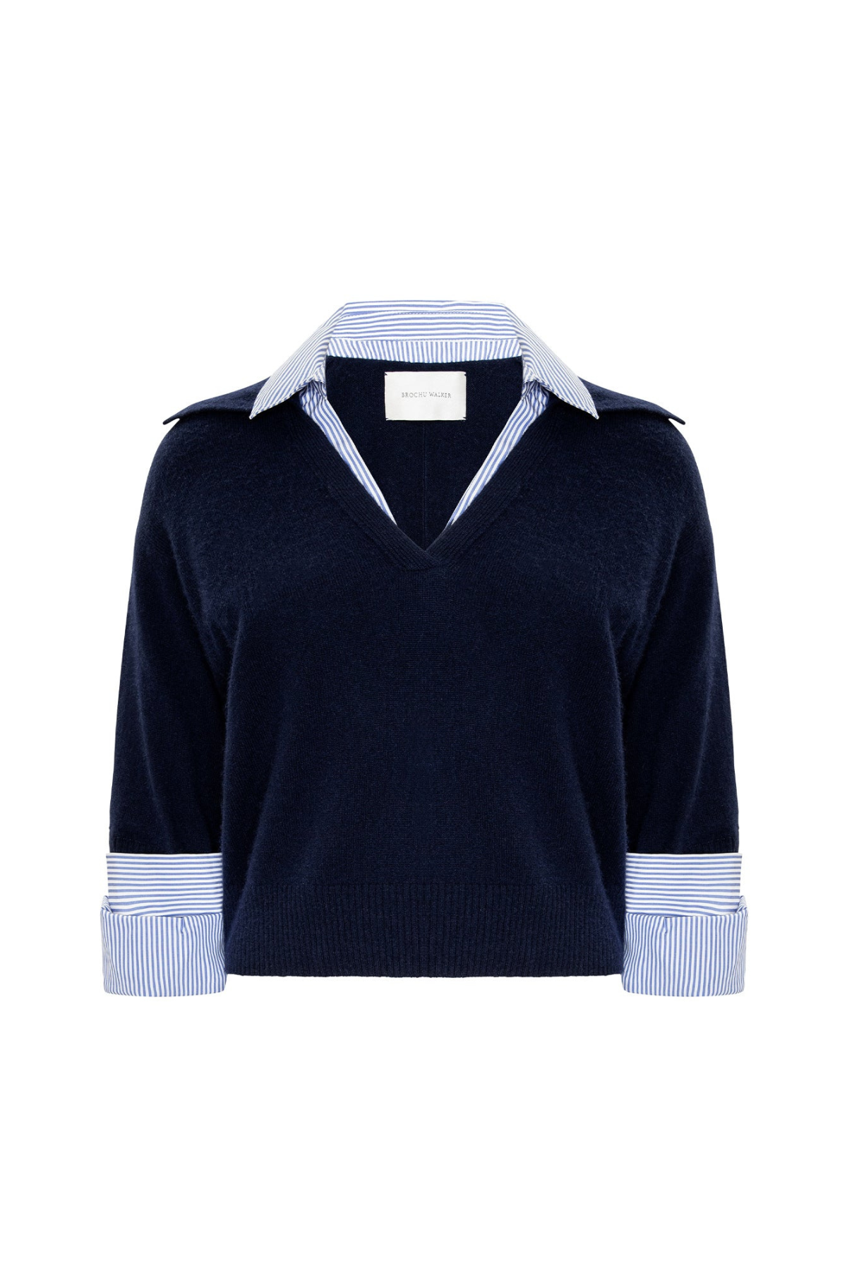 Brochu Walker The Ciara Polo Looker - Navy/ Blue Stripe
